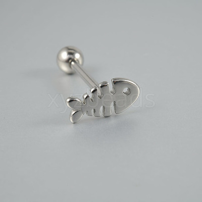 304 Stainless Steel Fish Bone Straight Barbell 15 Gauge Piercing Tongue Rings for Women Men FS-WG89F3B-01-1