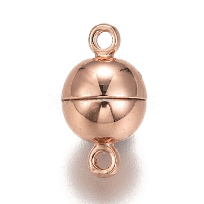 Rack Plating Brass Magnetic Clasps with Loops LS-KK-F801-02B-RG-1