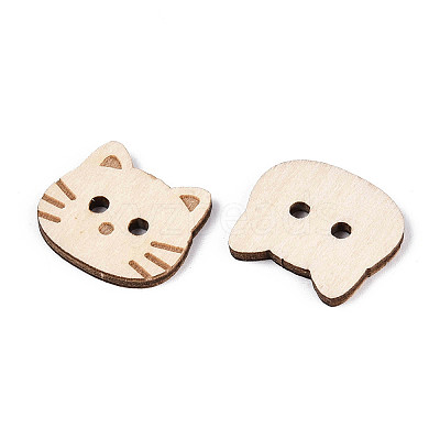Cat Shape Wood Buttons BUTT-T013-11B-1