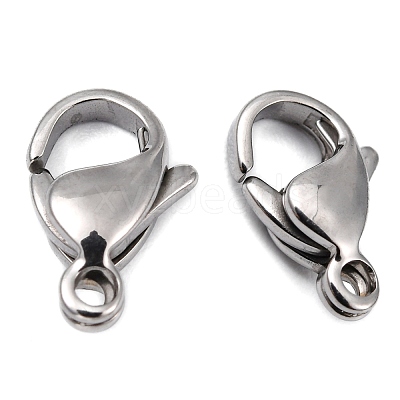 Tarnish Resistant Polished 316 Surgical Stainless Steel Lobster Claw Clasps X-STAS-R072-12A-1