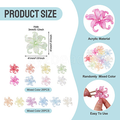 50Pcs 2 Styles Acrylic Bead Caps OACR-TA0004-84-1
