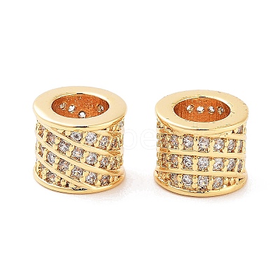 Column Brass Micro Pave Clear Cubic Zirconia Beads KK-S394-05C-1
