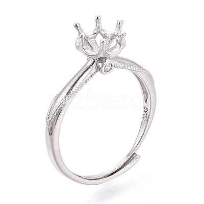 Rhodium Plated 925 Sterling Silver Micro Pave Cubic Zirconia Engagement Solitaire Ring Settings STER-T008-19P-1