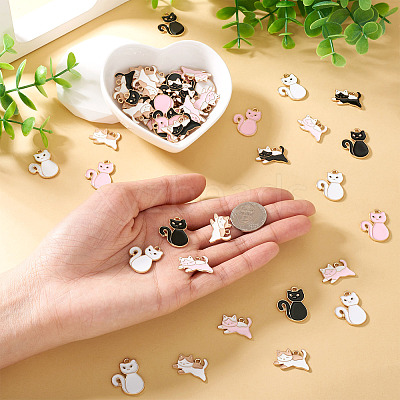 60Pcs 6 Styles Alloy Enamel Pendants ENAM-TA0002-73-1