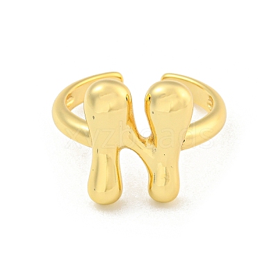 Brass Letter Open Cuff Rings for Women RJEW-G313-01N-G-1