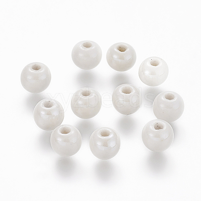 Glazed Porcelain Round Beads X-PORC-S489-6mm-01-1