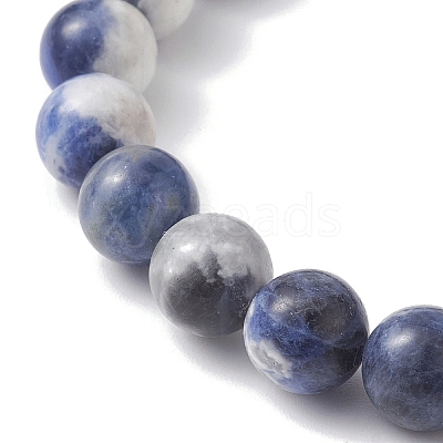 Natural Sodalite Round Beaded Stretch Bracelets BJEW-TA00431-1