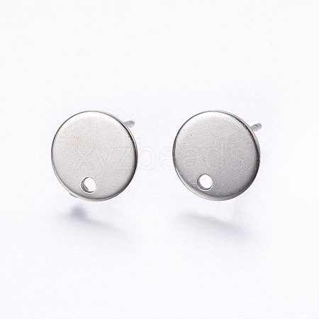 Flat Plate 201 Stainless Steel Stud Earring Findings STAS-I095-04P-A-1