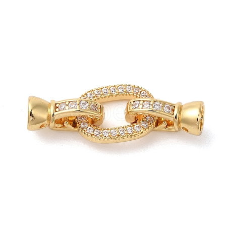 Brass Micro Pave Clear Cubic Zirconia Fold Over Clasps KK-A227-13G-1