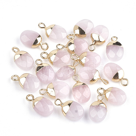 Electroplate Natural Rose Quartz Charms X-G-S344-09E-1