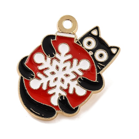 Christmas Theme Black Cat with Snowflake Enamel Pins JEWB-M043-04D-1