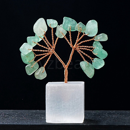 Natural Green Aventurine Chips Tree of Life Decorations PW-WG21303-10-1