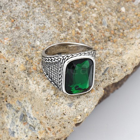 304 Stainless Steel with Cubic Zirconia Finger Rings for Men FS-WG67565-31-1