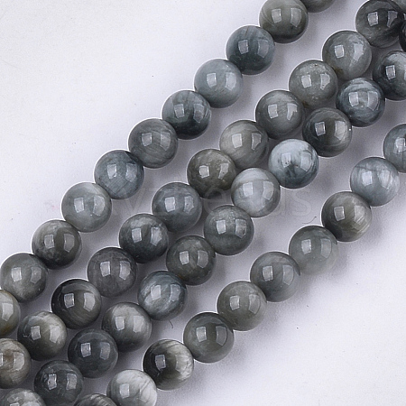 Natural Hawk's Eye Beads Strands G-S333-6mm-034-1