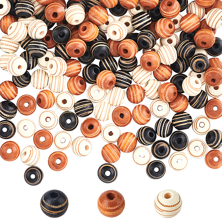 Olycraft 150Pcs 3 Colors Painted Natural Wood Beads WOOD-OC0001-69-1