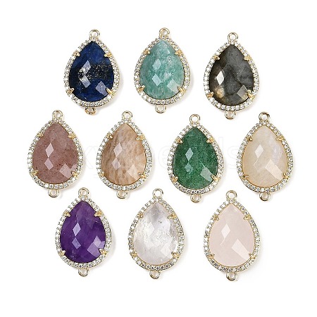 Natural Mixed Gemstone Faceted Teardrop Links G-B126-03G-1