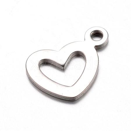 Tarnish Resistant 201 Stainless Steel Open Heart Charms STAS-D429-47-1