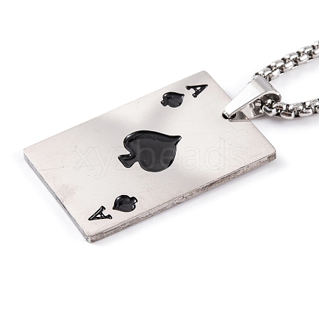 Poker 201 Stainless Steel Pendant Necklaces NJEW-F320-03P-02-1