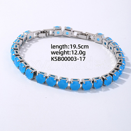 Hip-hop Brass Micro Cubic Zirconia Link Chain Bracelets for Men and Women FX8797-17-1