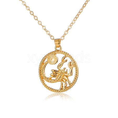 Alloy Flat Round with Constellation Pendant Necklaces PW-WG52384-08-1