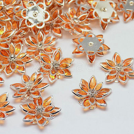 Acrylic Rhinestone Flower Flat Back Cabochons GACR-R016-03-1