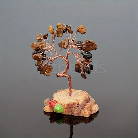 Natural Tiger Eye Chips Tree Decorations PW-WG17581-02-1