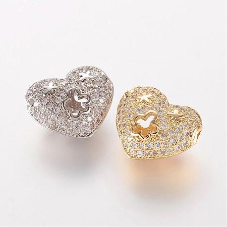 Brass Micro Pave Cubic Zirconia Beads ZIRC-K063-42-1