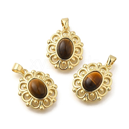 Natural Tiger Eye Pendants G-K381-01G-03-1