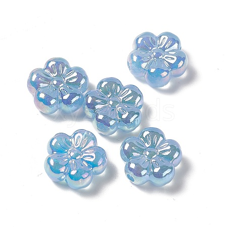 UV Plating Rainbow Iridescent Acrylic Flower Beads PACR-M003-10A-1