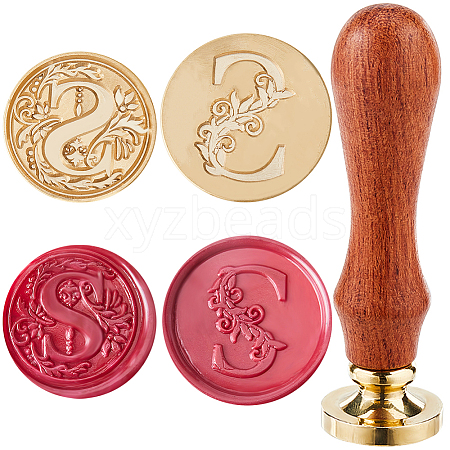 CRASPIRE 2Pcs 2 Styles Golden Tone Brass Wax Seal Stamp Head AJEW-CP0007-48B-04-1