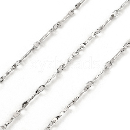 Tarnish Resistant Handmade 304 Stainless Steel Bar Link Chains CHS-G025-08P-1