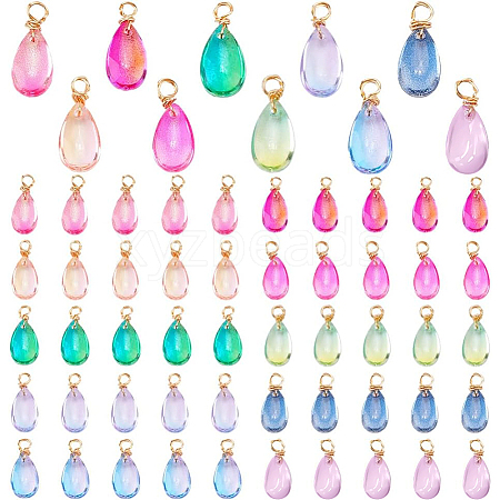 100Pcs 10 Colors Gradient Color Glass Pendants PALLOY-PH01757-1