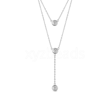 SHEGRACE Rhodium Plated 925 Sterling Silver Double Layered Necklace JN635A-1