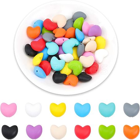 CHGCRAFT 48Pcs 12 Colors Food Grade Eco-Friendly Silicone Beads SIL-CA0001-43-1