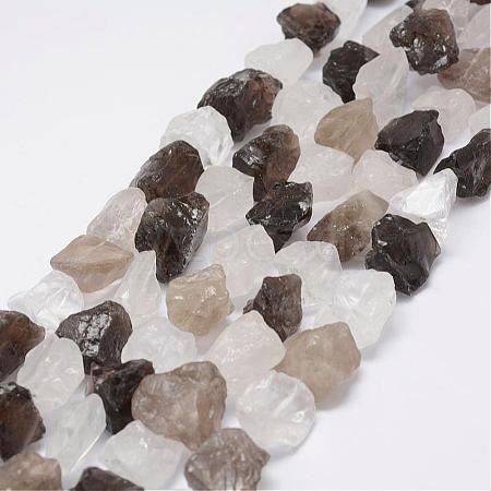 Raw Rough Natural Crystal and Smoky Quartz Beads Strands G-E343-02-1