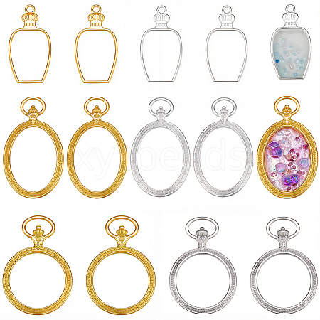 24Pcs 6 Styles Alloy Open Back Bezel Pendants FIND-SP0006-06-1