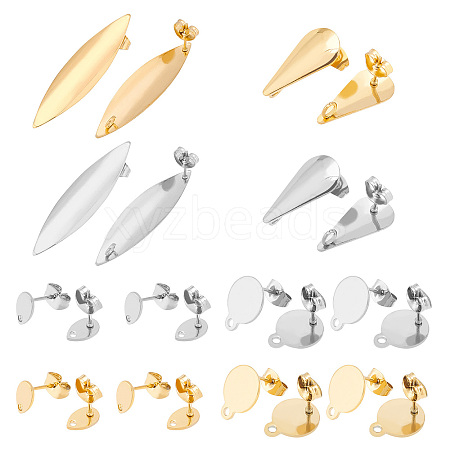 DICOSMETIC 32Pcs 8 Style 304 Stainless Steel Stud Earring Findings STAS-DC0002-46-1