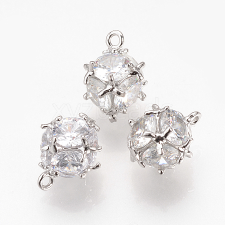 Brass Cubic Zirconia Charms X-ZIRC-T003-20P-1