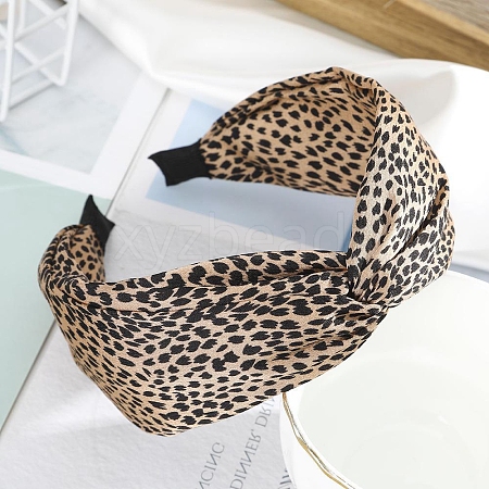 Retro Style Leopard Pattern Crossed Hair Bands PW-WG28246-02-1