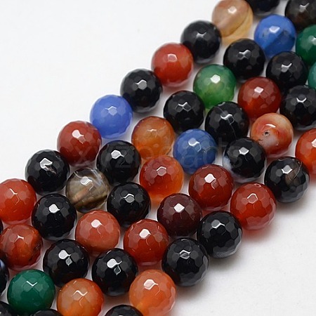 Natural Agate Round Beads Strand G-L084-14mm-10-1
