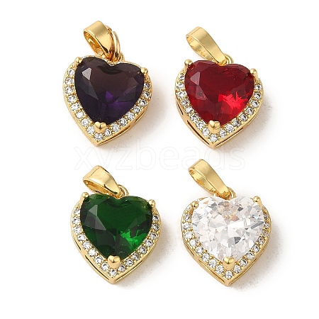 Brass Micro Pave Cubic Zirconia Pendants KK-R162-069G-1