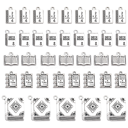 60Pcs 5 Styles Tibetan Style Alloy Pendants for Teachers' Day TIBEP-SC0003-05-1