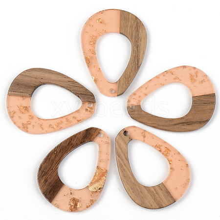 Transparent Resin & Walnut Wood Pendants RESI-S389-026A-B04-1