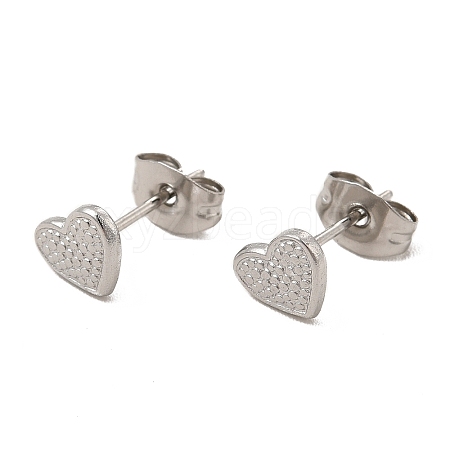 304 Stainless Steel Heart Stud Earrings for Women EJEW-I281-13P-1