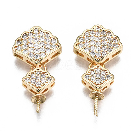 Brass Micro Pave Clear Cubic Zirconia Peg Bails Pendants KK-S356-332-NF-1