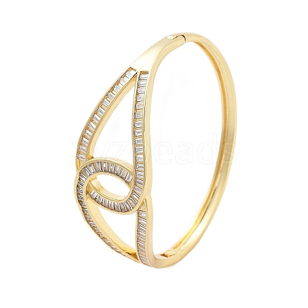 Rack Plating Brass Micro Pave Clear Cubic Zirconia Bangles for Women BJEW-G730-02G-1