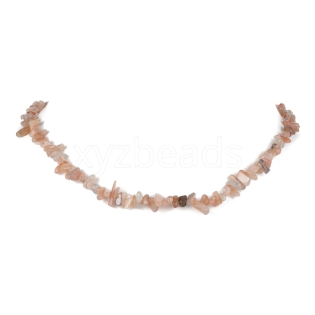 Natural Sunstone Chip Beaded Necklace NJEW-JN04615-05-1