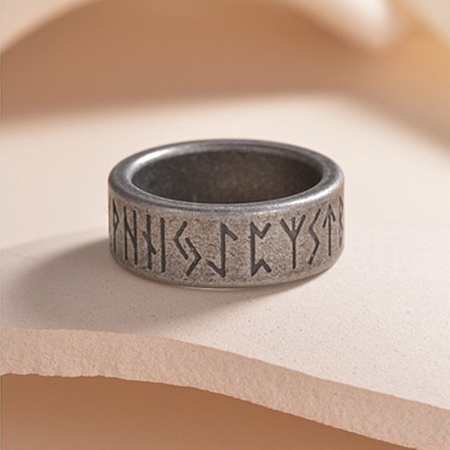 Viking Rune Titanium Steel Finger Rings for Men WGDF4AB-42-1