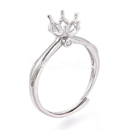 Rhodium Plated 925 Sterling Silver Micro Pave Cubic Zirconia Engagement Solitaire Ring Settings STER-T008-19P-1