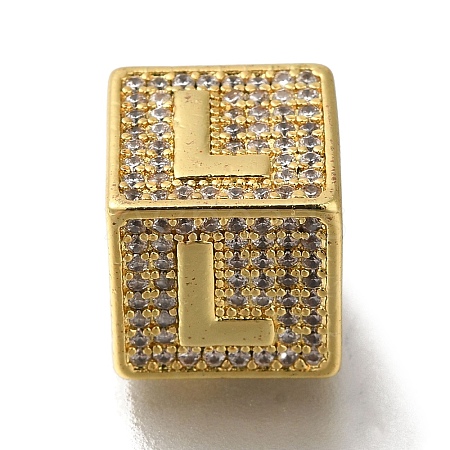 Brass Cubic Zirconia Beads KK-Q818-01L-G-1